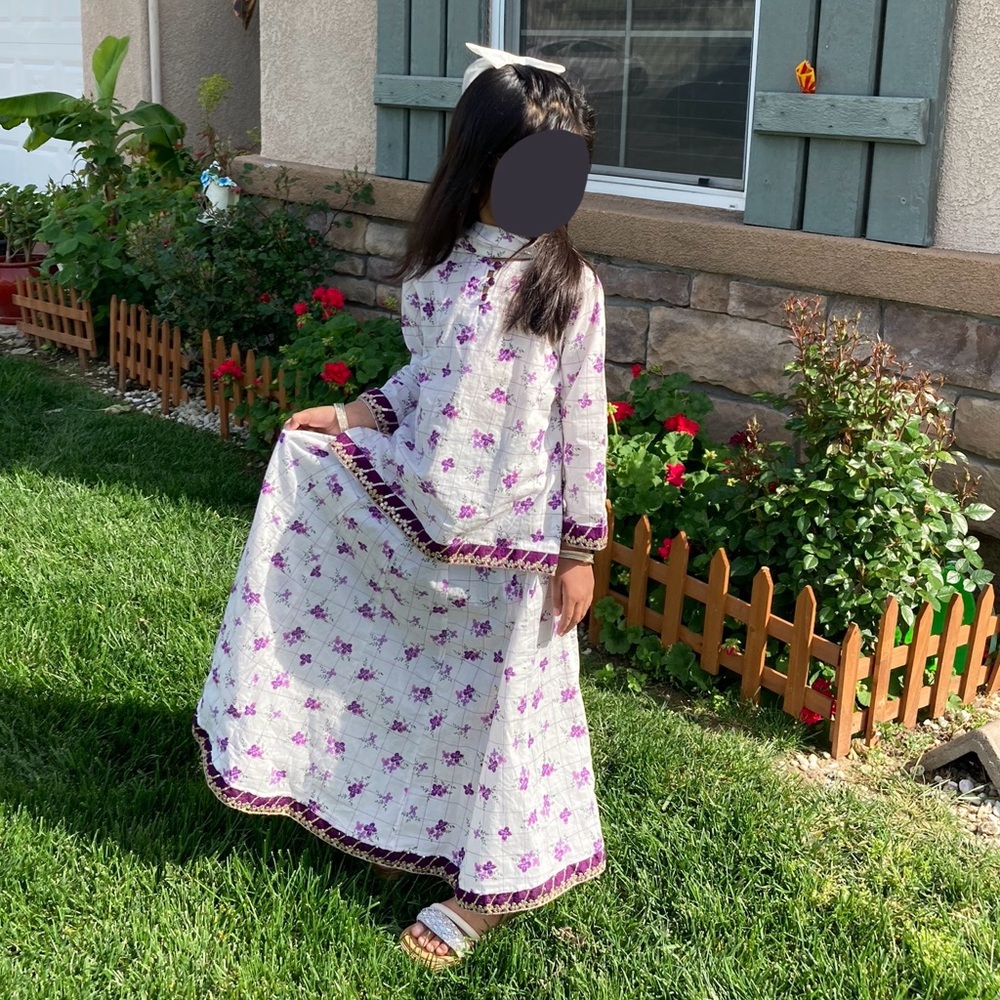 Nishat Linen Pakistani Girls 3 Piece Lawn Lehenga 5-6 Years